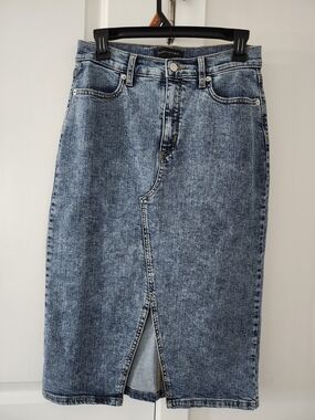 Banana Republic Denim Midi Skirt with Front Slit - Blue